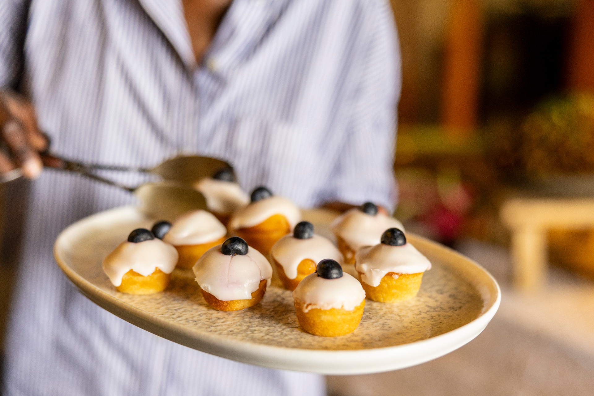 Mini cakes plated for a celebration
